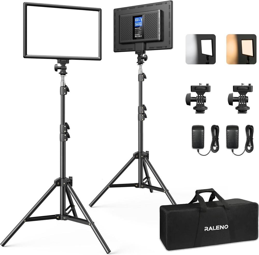13" Edge-Lit LED Video Light Panel Kit 2-Pack Bi-Color 2500K-6500K Soft Studio