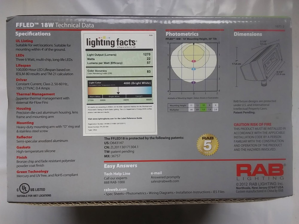 RAB FFLED 18W LED Floodlight Bronze Neutral 4000K