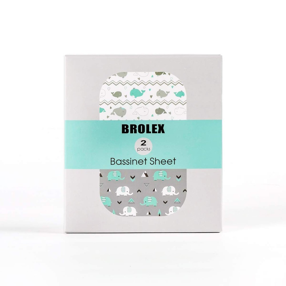 Stretch Fitted Bassinet Sheet Set BROLEX 2 Pack Cradle Sheets for Bassinet