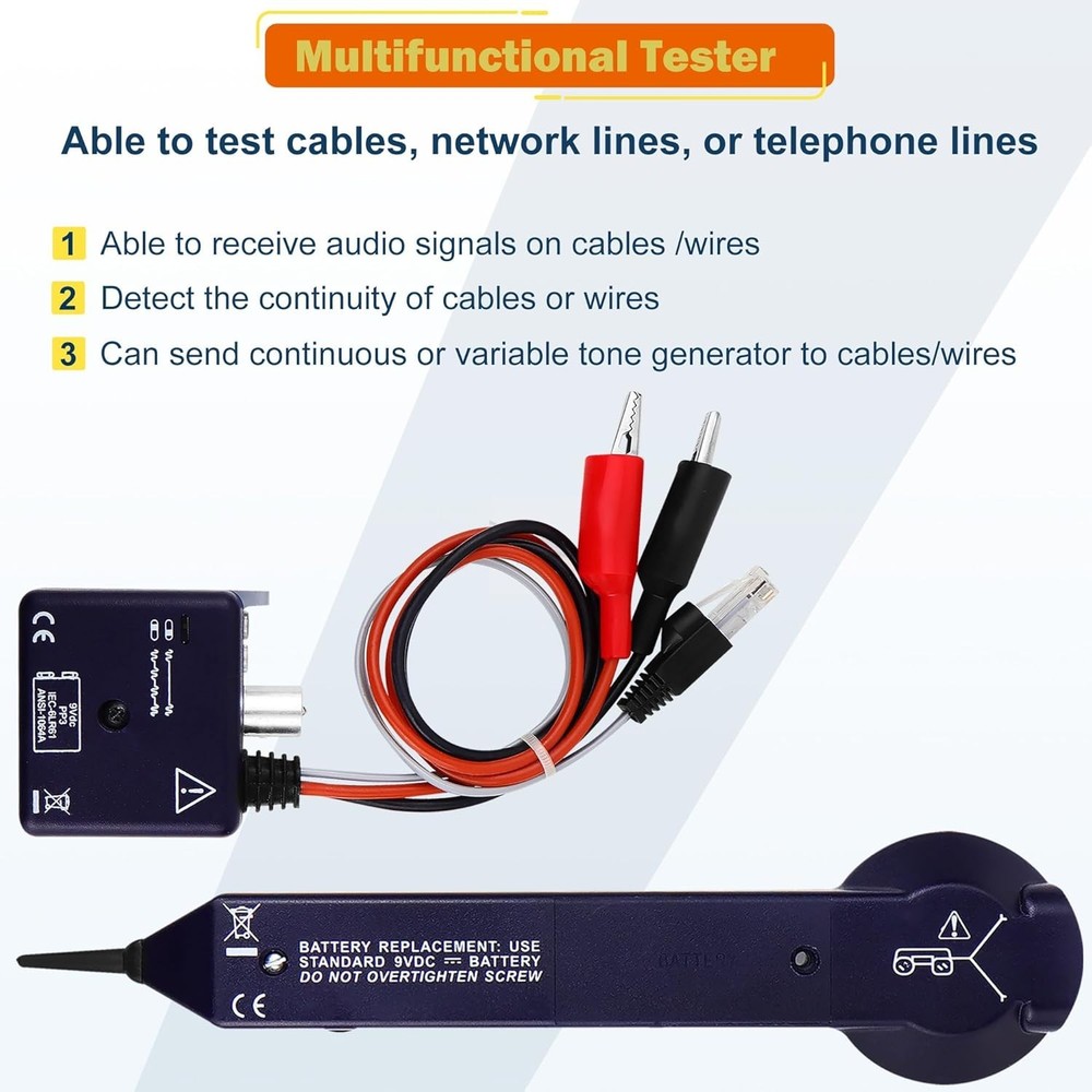 One-Button Operation Tone Tracer Kit - Accurate Testing for Low Voltage Cables