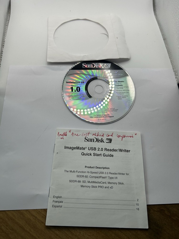 PC CD Disc Sandisk Digital Audio Player Installation Version 1.0