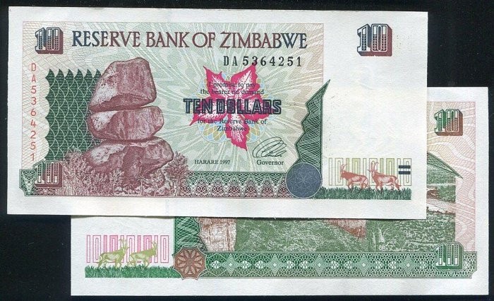ZIMBABWE  P6 , 10 Dollar , 1997 ,UNC