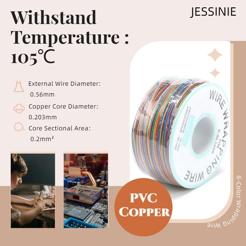 8-Color Electronic Wire - 30 AWG Single Core, 250M Tinned Copper Solid Cable