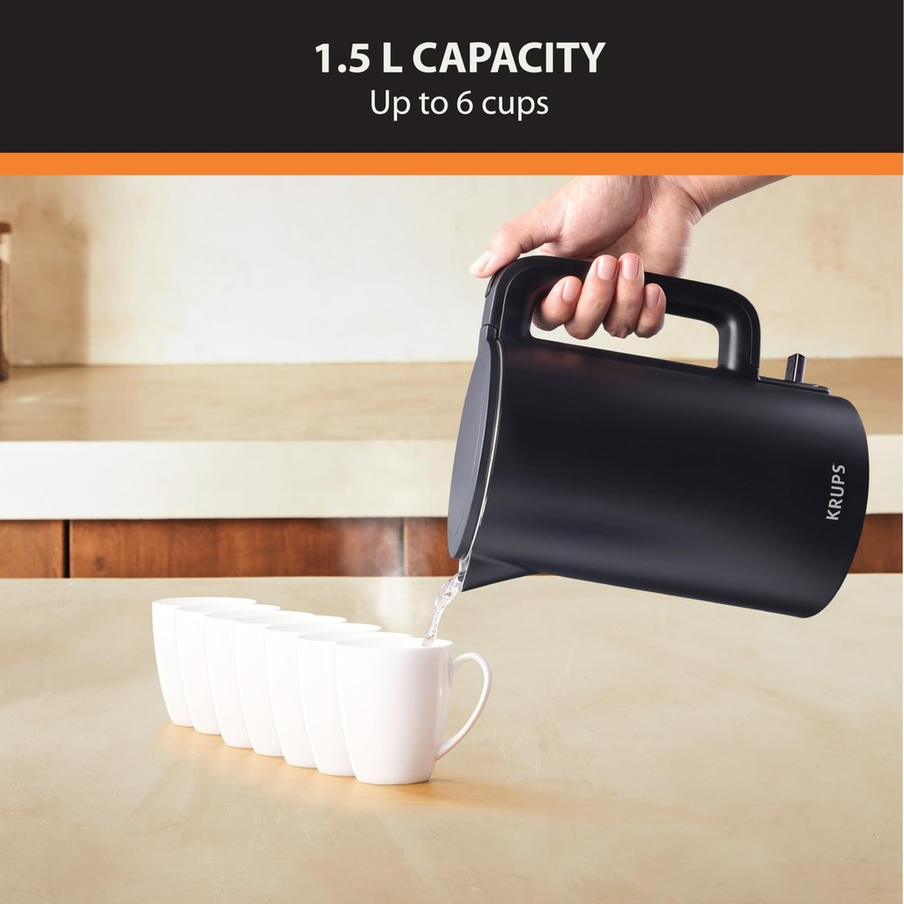 1.5L Electric Kettle Stainless Steel Cool Touch Interior, Fast Boiling, One C...
