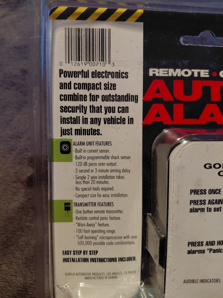 GORILLA Remote Control Auto Alarm with remote control part #007