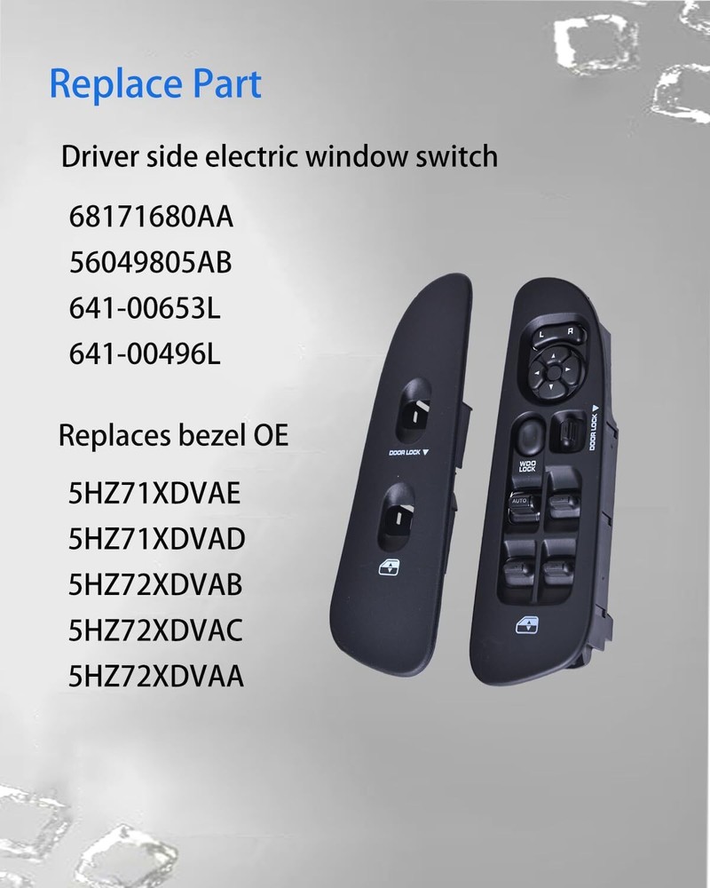 Window Control+Black Bezel for 2002 2003 2004 2005 2006 2007 2008 2009 Dodge Ram