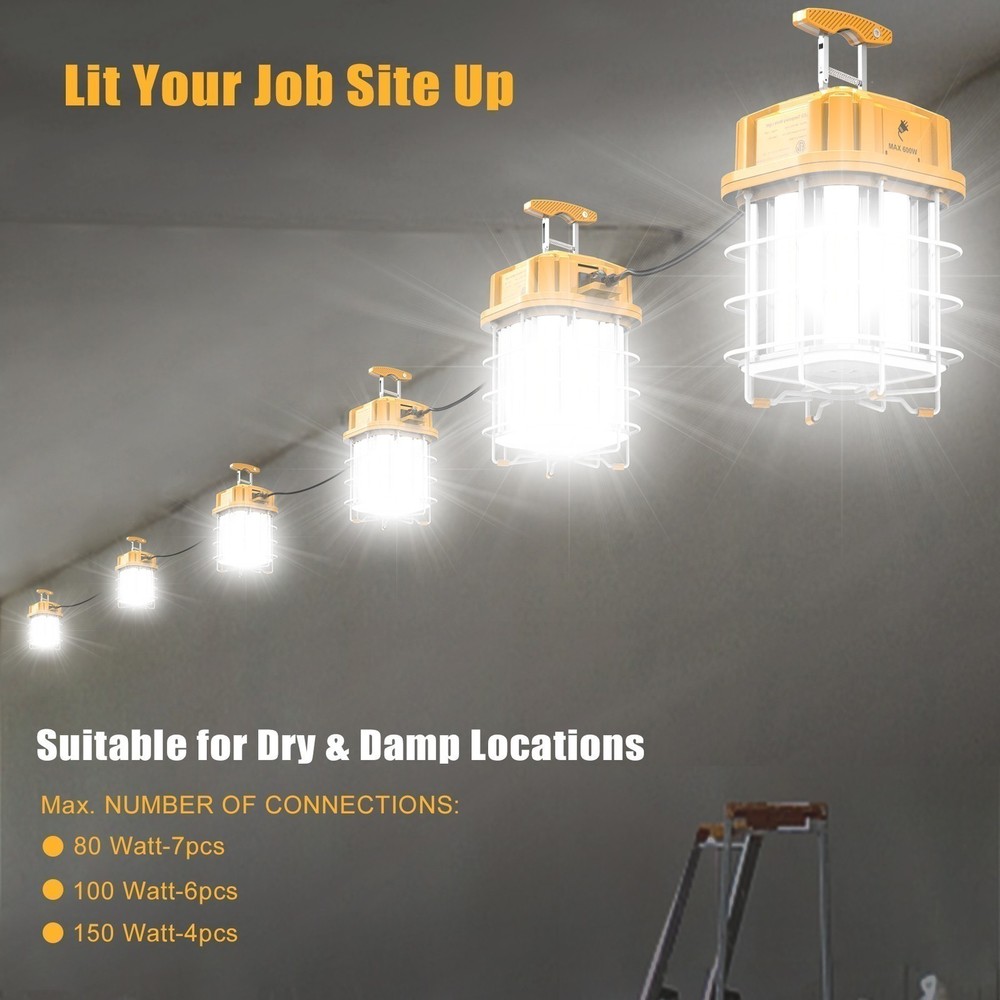 80Watt LED Temporary Work Light Construction Jobsite Lighting with ON/Off Switch