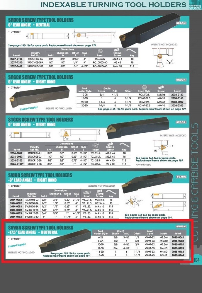 SVVBN 16-4D TURNING TOOL HOLDER (2035-0164)