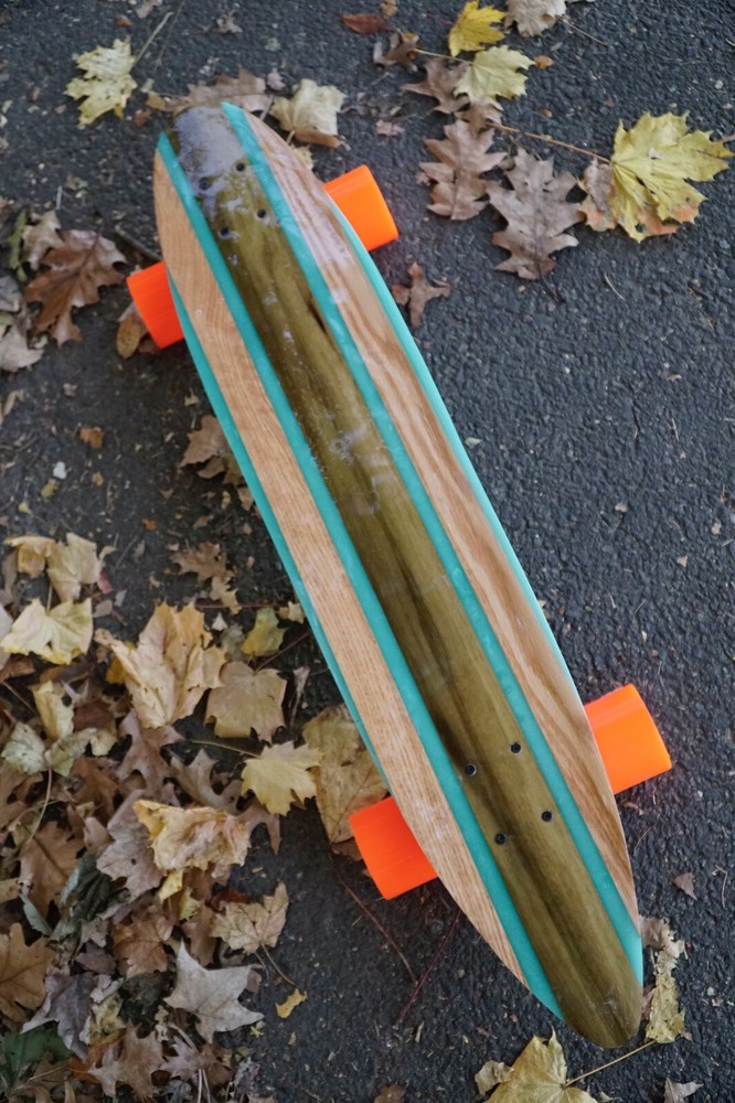 Handmade Custom Epoxy Oak Longboard