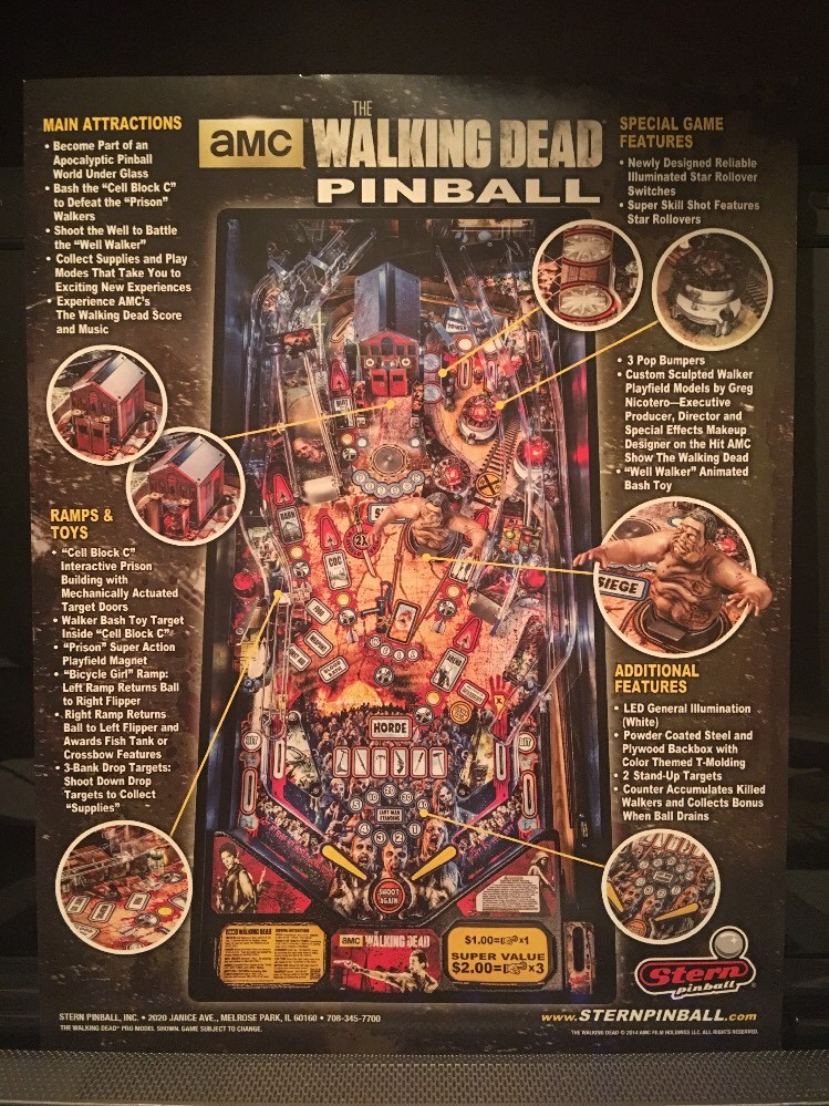 AUTOGRAPHED STERN WALKING DEAD PRO PINBALL FLYER!