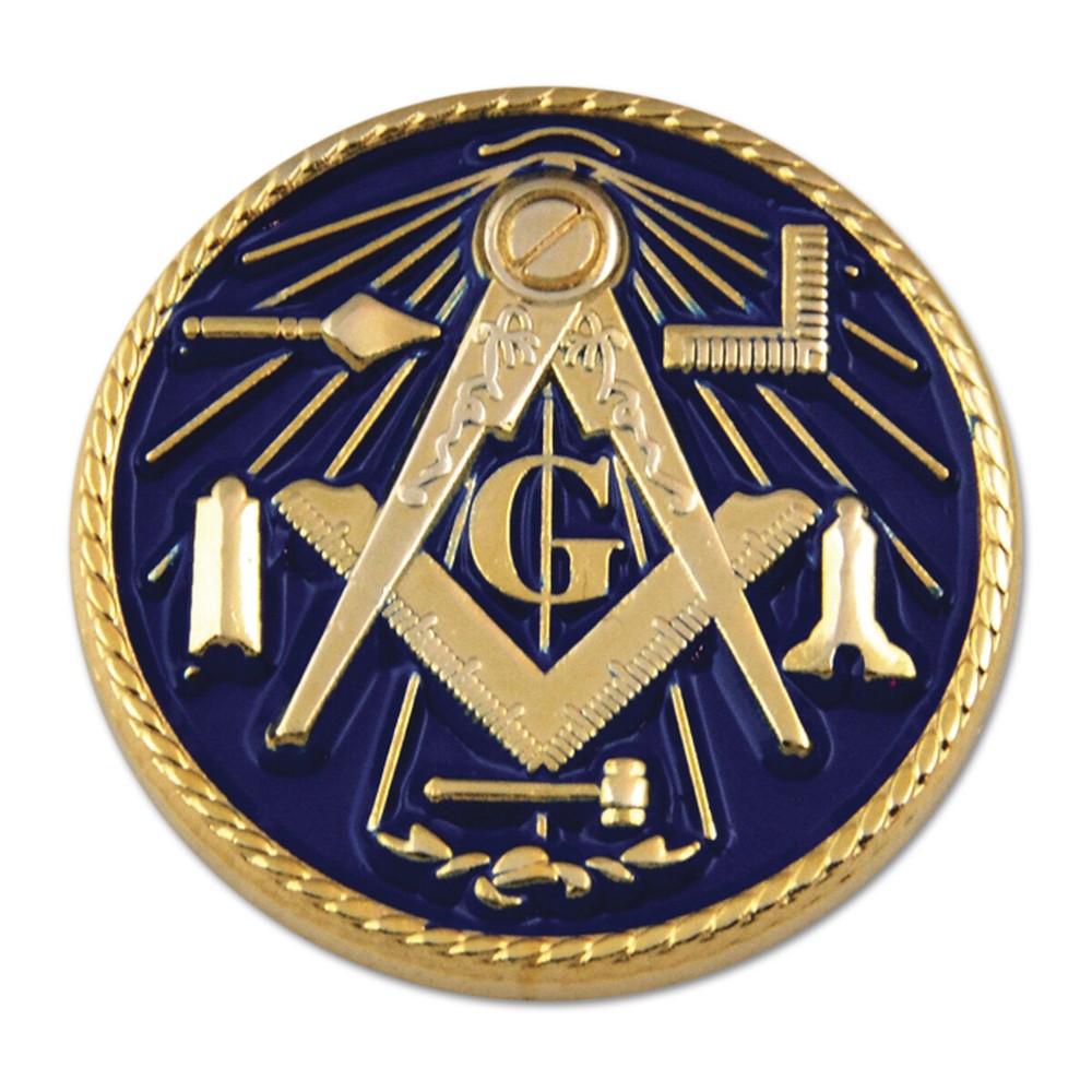 Working Tools Square & Compass Round Masonic Lapel Pin
