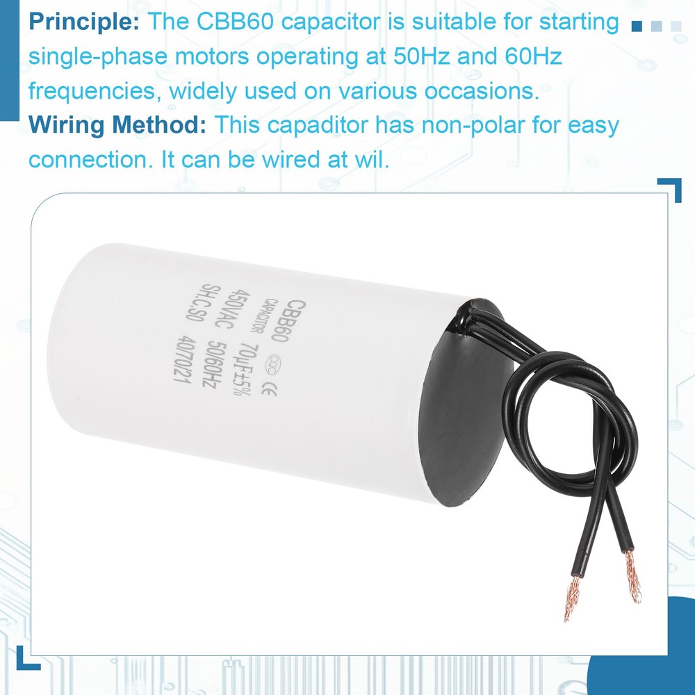 70uF CBB60 Running Capacitor, Run Capacitor,White