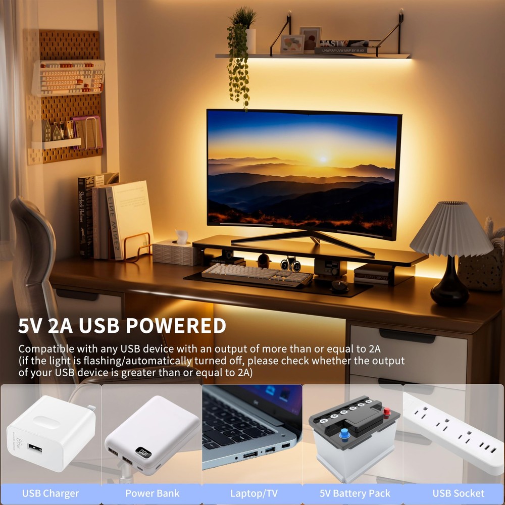 Dotless Lights,COB Lights with Motion ,5V USB Powered 2700K Warm White,Super ...