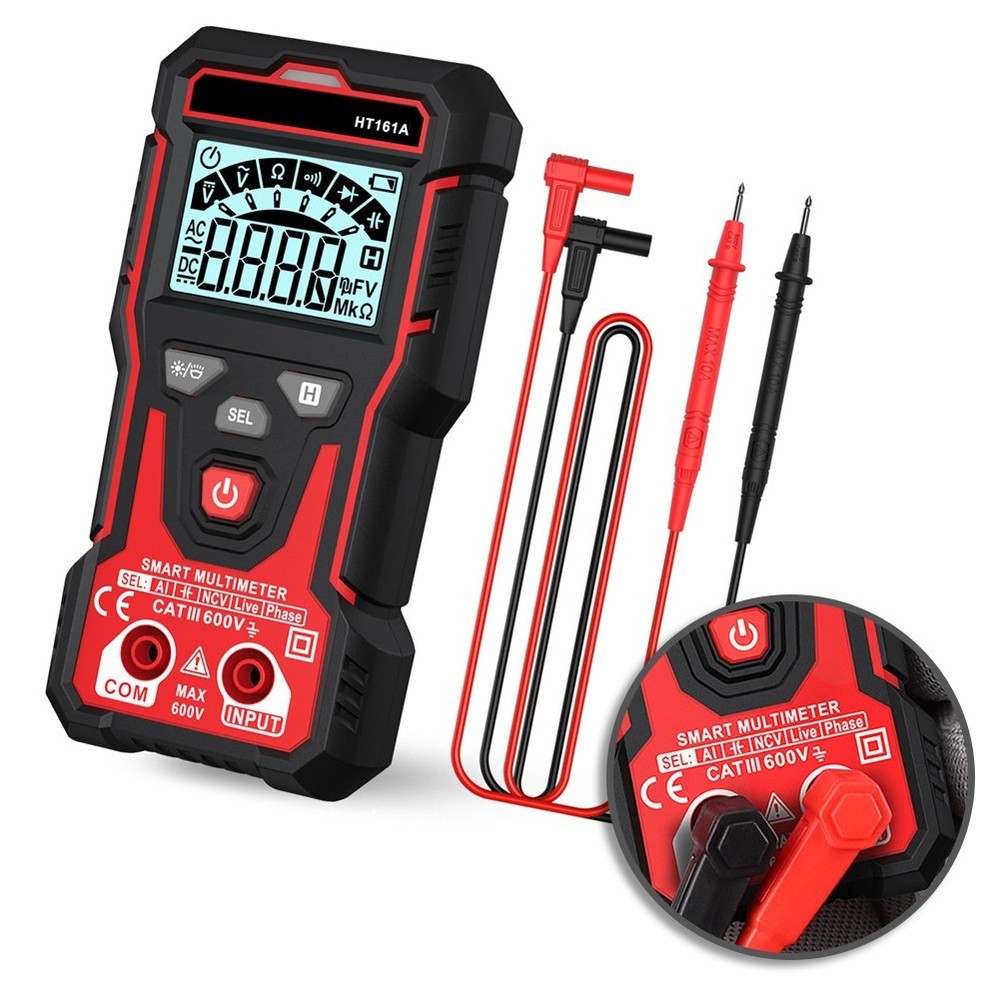 HT161A Auto Range Multimeter 4000 Counts Backlit LCD NCV and Diode Test