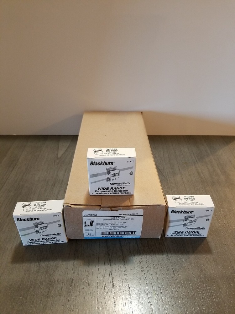 25-PACK THOMAS & BETTS BLACKBURN WR399 WIDE RANGE COMPRESSION CONNECTOR H-TAP