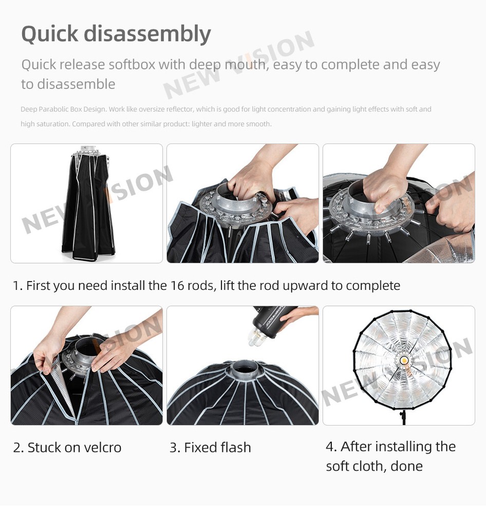 120CM Bowens Quickly Installation Deep Parabolic Studio Softbox for Studio Flash