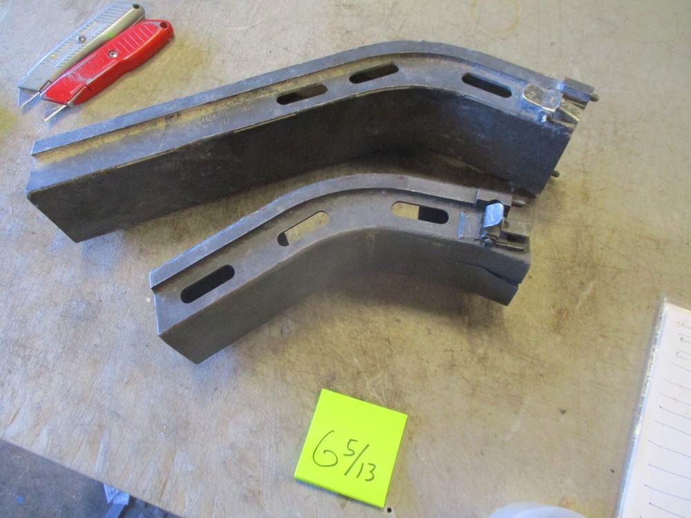 2 Used Stainless Rigid Feed/Link Chutes, 18" and 11", 1 Damaged