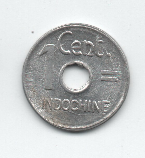 French Indochina 1943 1 Cent Aluminum KM 26 UNC
