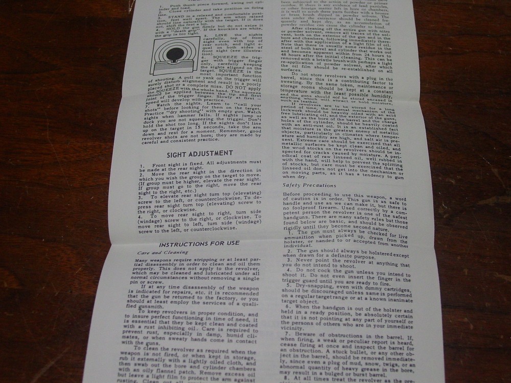 Original Insert SMITH & WESSON MODEL 63 PARTS LIST VINTAGE