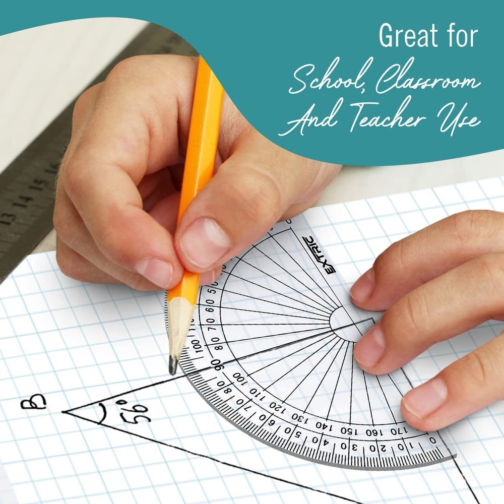Protractor for Geometry, 4 Inch Clear Plastic 4 - 2 Count