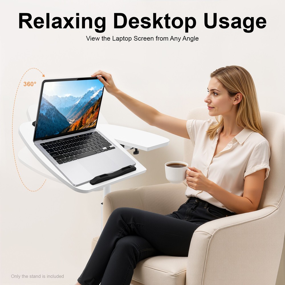 Office Laptop Desk Rolling Table Computer Mobile Stand Adjustable Portable NEW