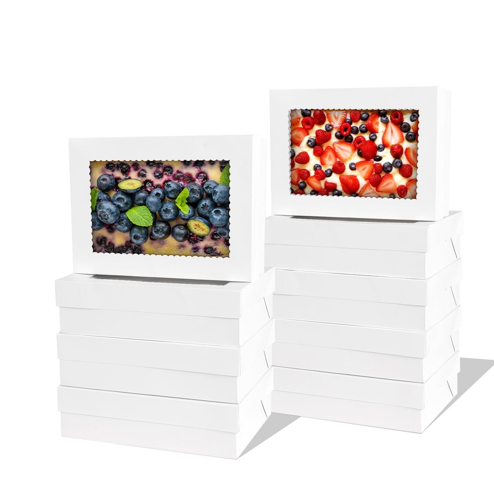 16pcs Cookie Boxes14x10x4 Inch Large Bakery Boxes with Window for Pies Chocol...