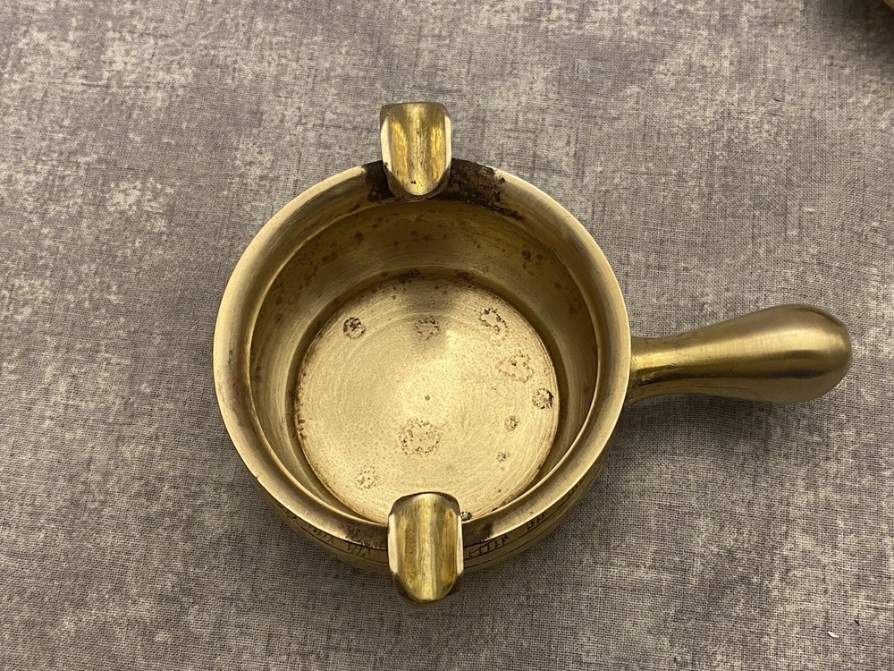 2- Vintage Brass Ashtrays Etched Designs Classy!