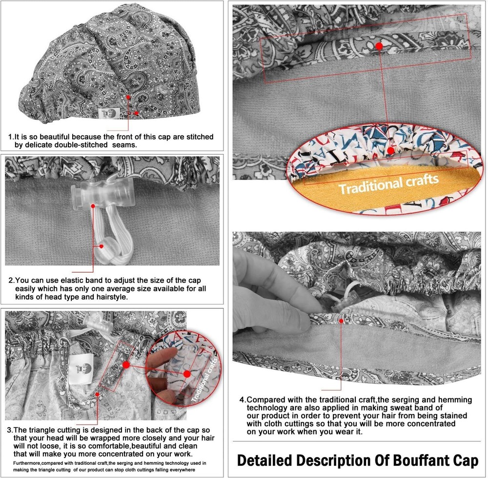 Hat Bouffant Cap One Size Multi Color Size, Color10