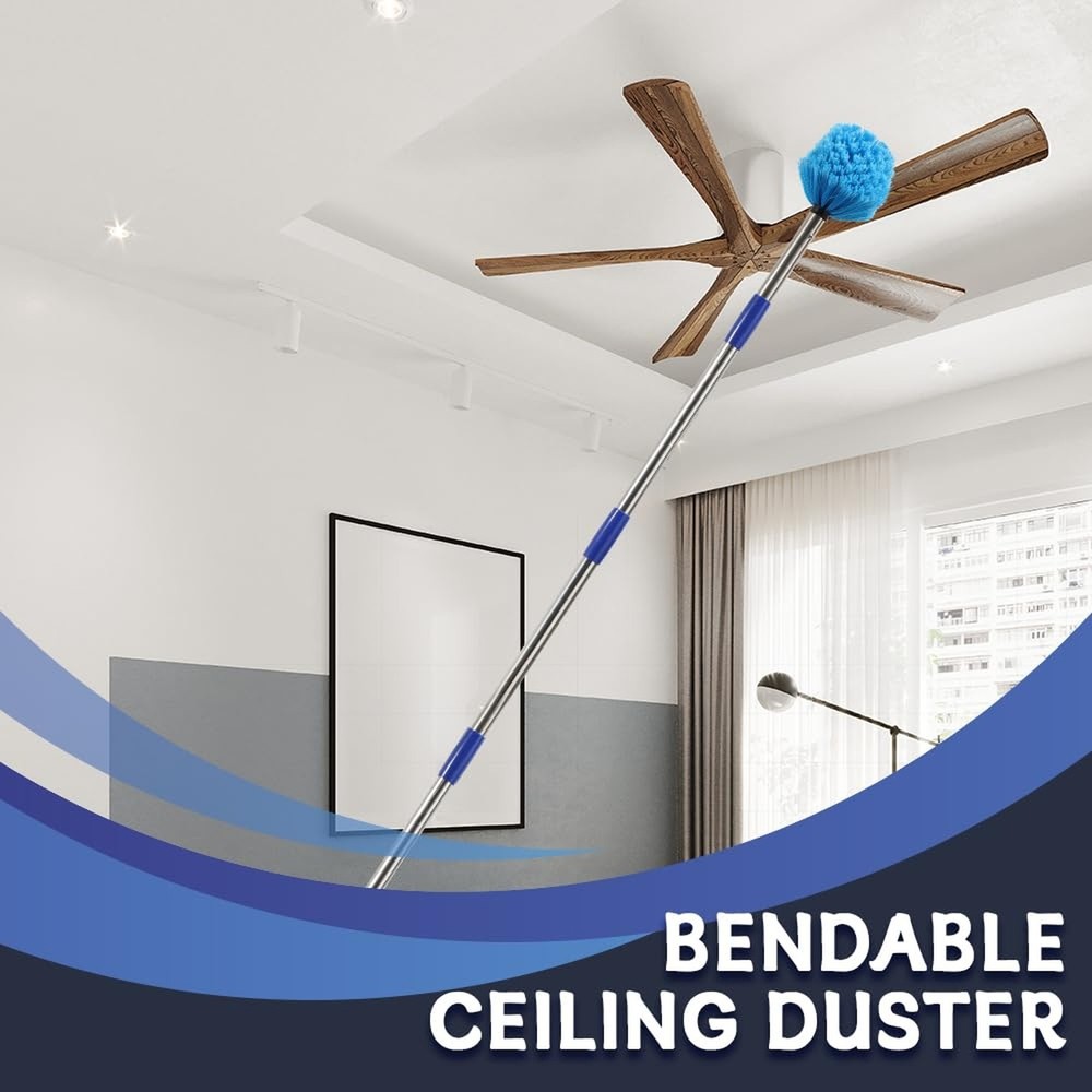 Duster with 6 FT Extension Pole - Medium Bristle Brush for Ceiling, Wall, and...