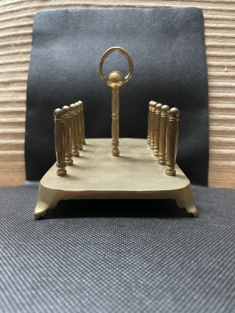 Vintage Solid Brass Letter Holder Desktop Mail Organizer Decor Charming! XLNT!
