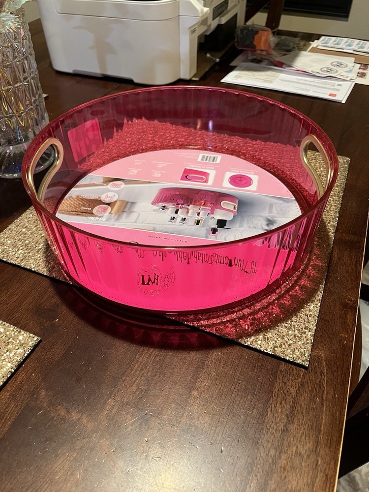 Hot pink turntable organizer