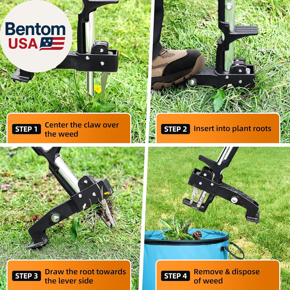 Weed Puller Tool, Heavy Duty Stand up Weed Puller with 39.3" Long Handle & Tough