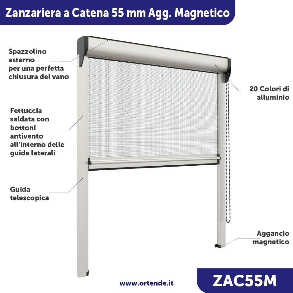 55mm Roller Windproof Mosquito Net, Chain and Magnetic Hook, CUSTOMIZED