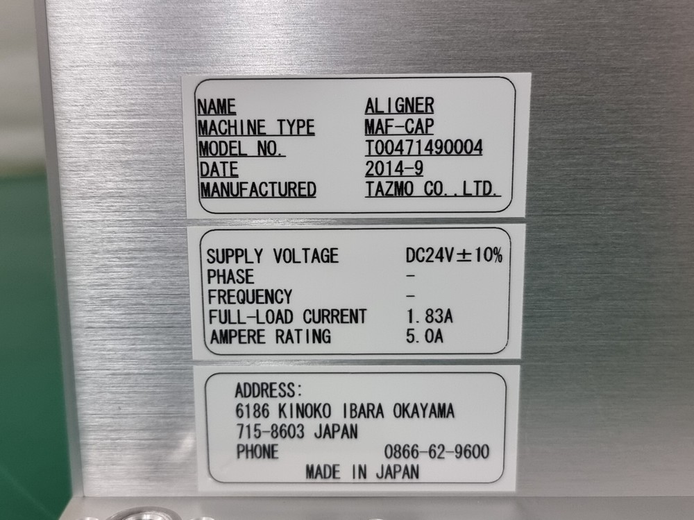 TAZMO MAF-CAP WAFER ALIGNER & Teaching Pendant