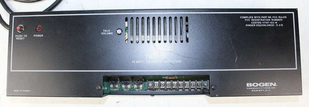 Bogen TBA15 Talkback Amplifier 15-Watt-Power Tested