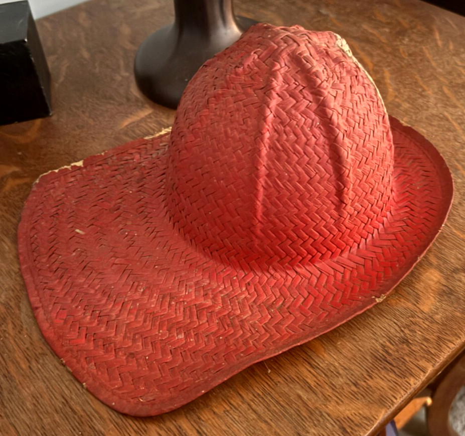 Vintage Wicker Child's Fire Chief Fireman's HAT