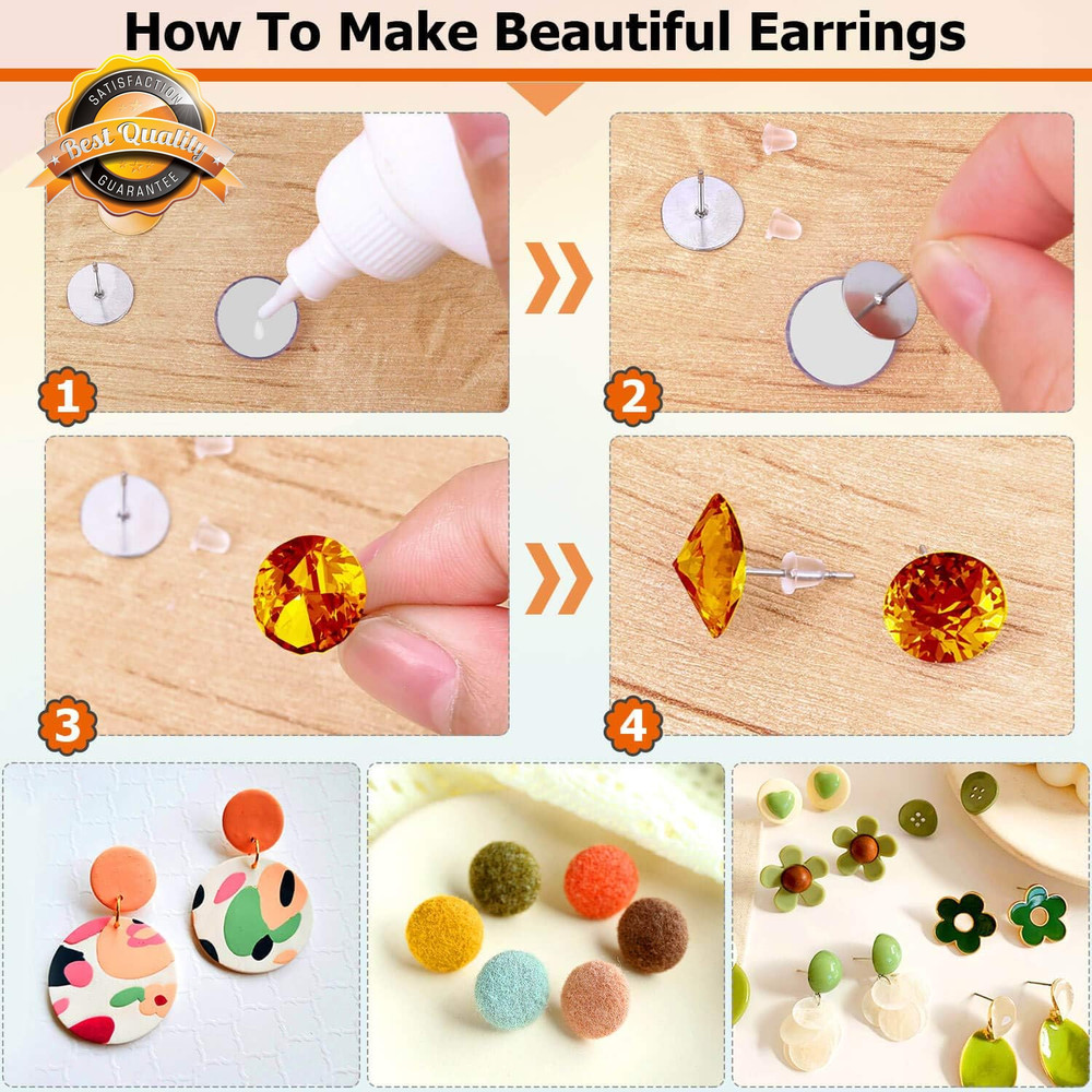 Earring Making Kit 2000 Pcs Hypoallergenic Stud Posts and Backs Set