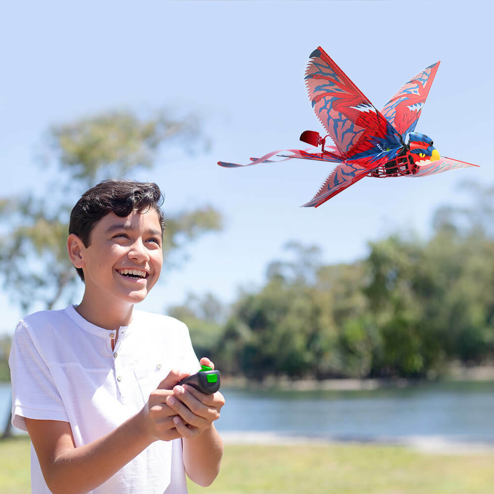 RC BIRD DRAGON Orithopter Dual FLAPPING WINGS 2.4GHZ RTF -RED-