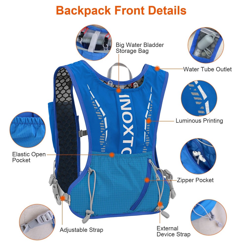 Sport Hydration Vest Running Backpack Storage Bagwith Water Bladder Adjustable