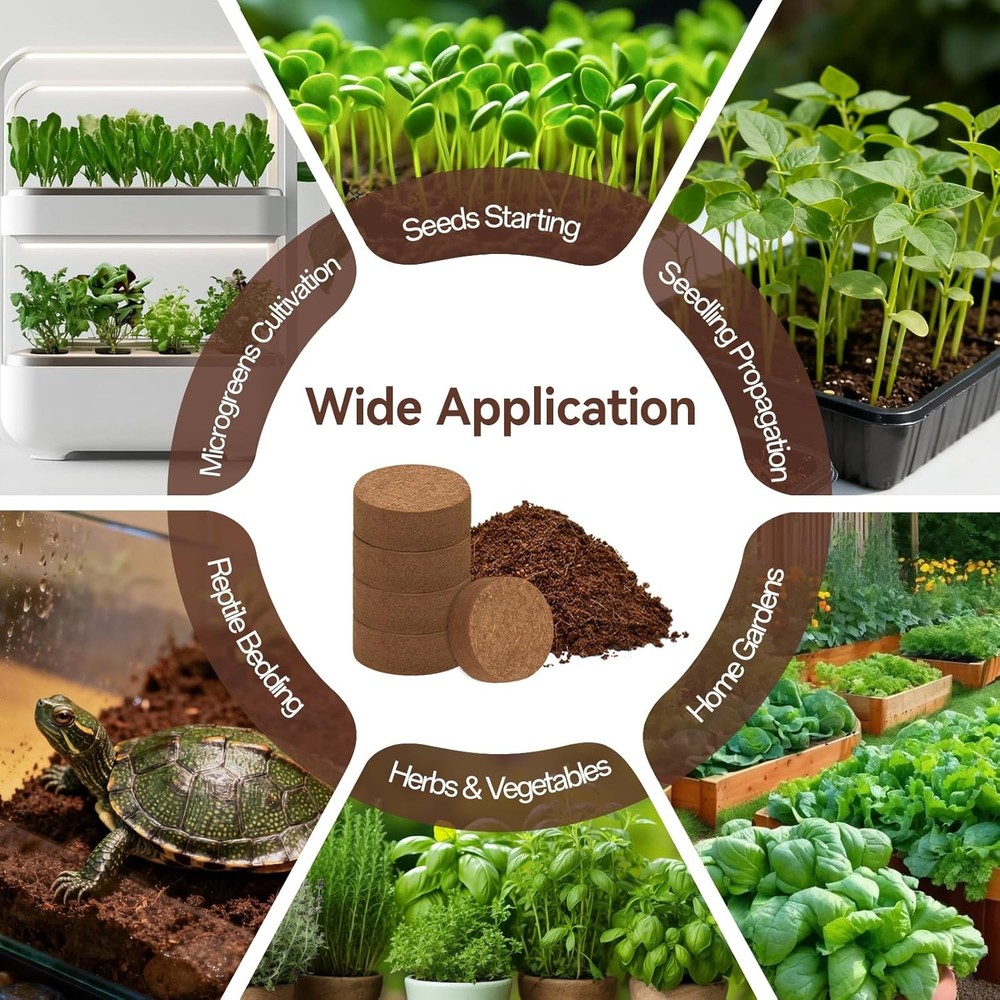 55 Pcs Compressed Coco Coir Pellets, Seed Starter %100 Organic Potted Plants