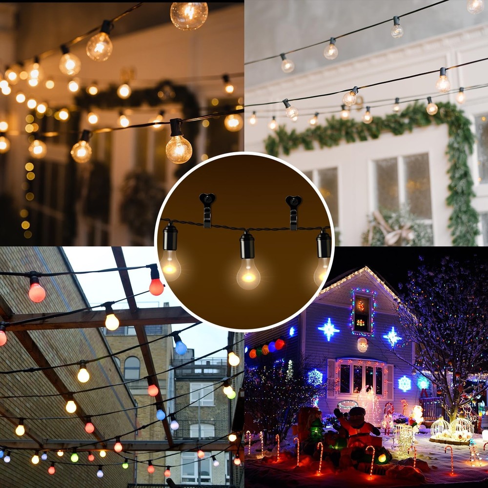 30 Pack Outdoor String Light Hooks, Metal Steel Hooks for String Lights, Scre...