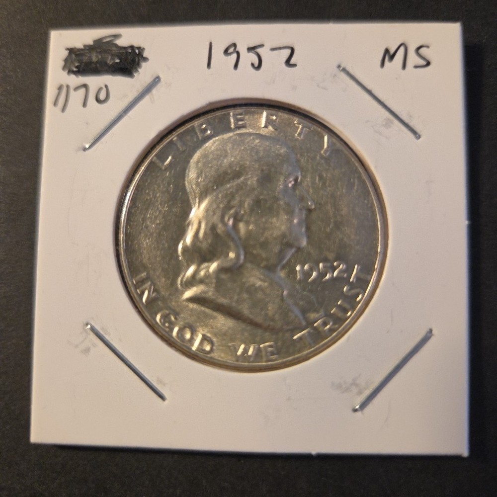 1952 Franklin Silver Half Dollar In About Uncirculated Condition