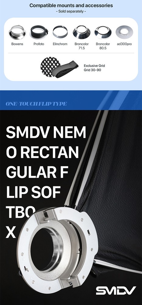 SMDV FLIP NEMO 30x90 Quick Soft Detachable Rectangular Diffuser Speed-Box+Pouch