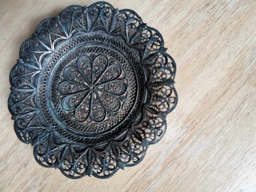 Antique Silver Filigree Dish, possibly from Armenia