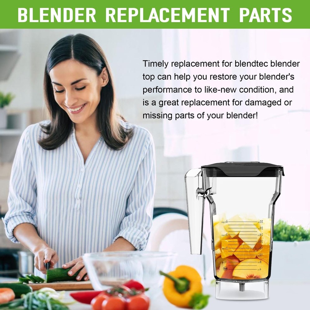 Blender Latching Lid Replacement For Blendtec Commercial Wildside & no, Black