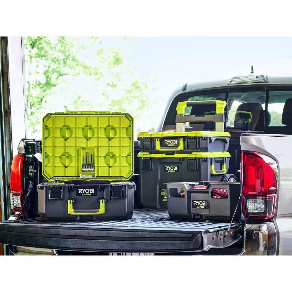 RYOBI Tool Crate LINK Stackable Storage Box 50lb Load Modular Impact Resistant