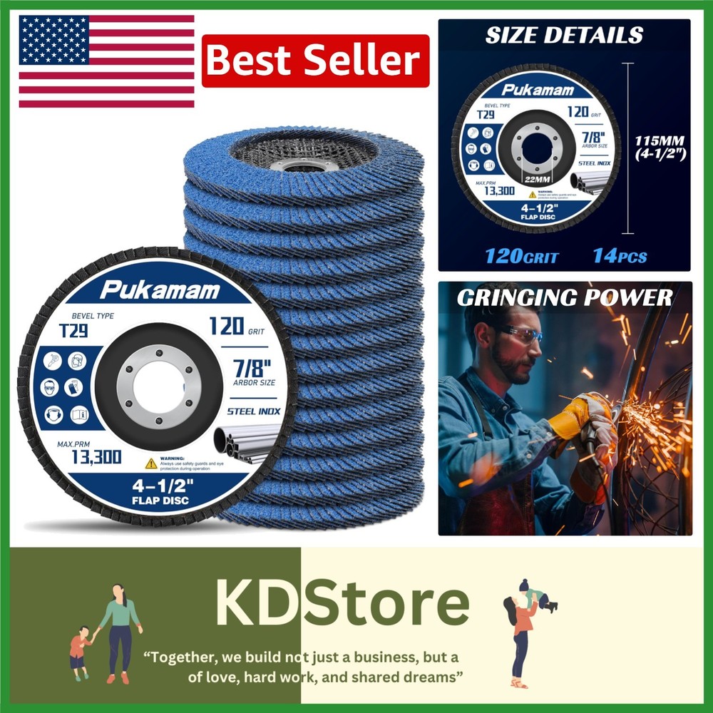 High Quality 14-Pack 4 1/2" Flap Discs Grit 120 - Zirconia for Efficient Sanding