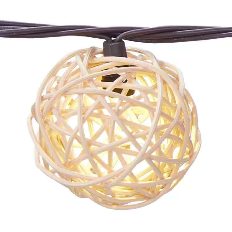 Hampton Bay 10-Light 11 ft. In/Out Plug-In Integrated LED Rattan String Light
