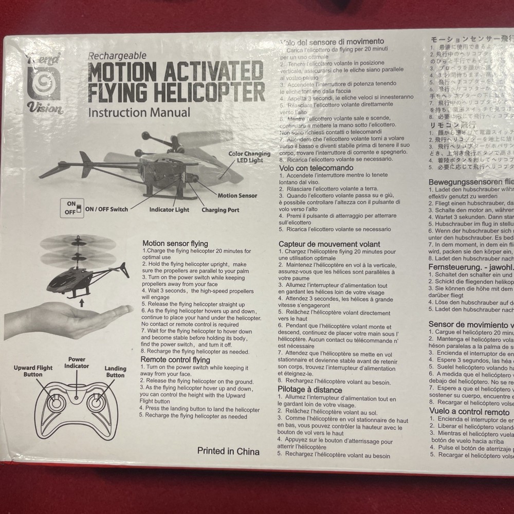 Trend Vision Rechargeable Motion Activated Flying Helicopter