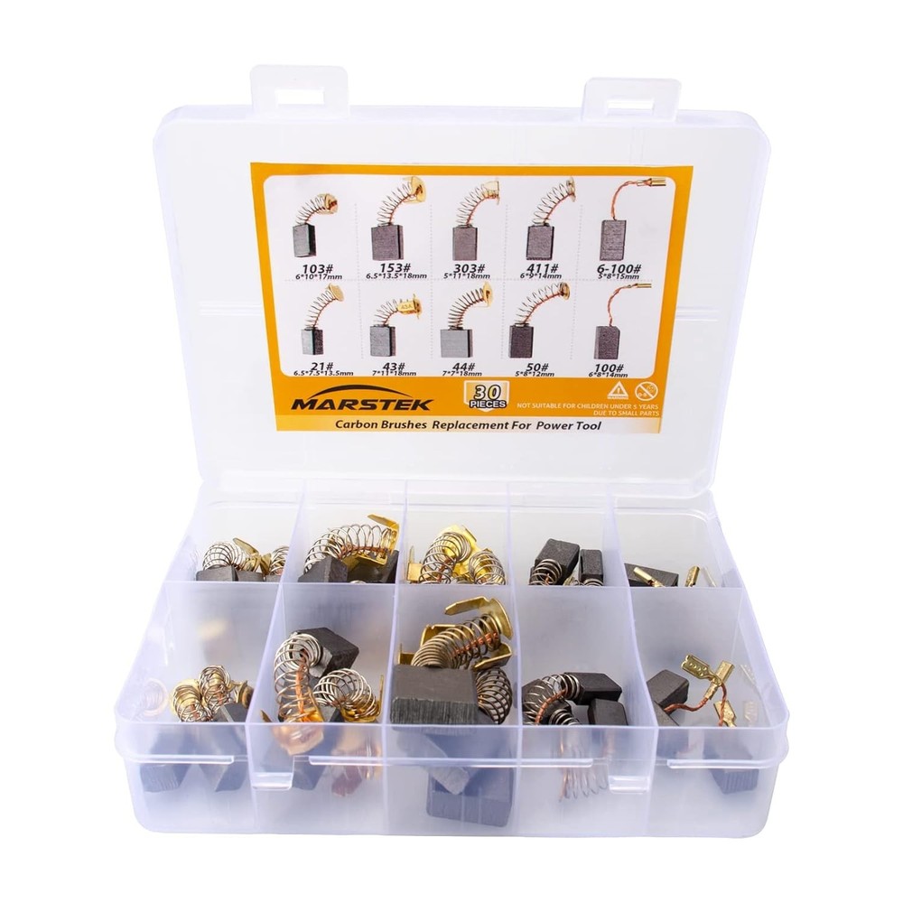 30 Pcs Universal Carbon Brushes Set 10 Assorted Sizes Replacement Electric DC